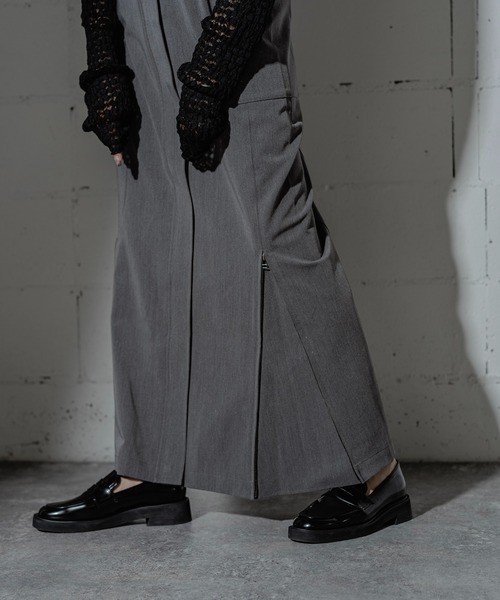Anogh アノフ★ジャンパースカート オールインワン 黒 ANOGH（アノフ）の「TWIN SHOULDER NARROW JUMPER SKIRT（サロペット