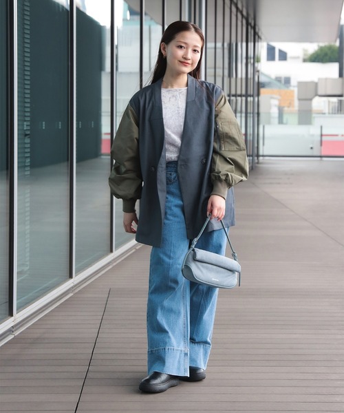 センタープレス ワイドデニムパンツ（S～M）（デニムパンツ