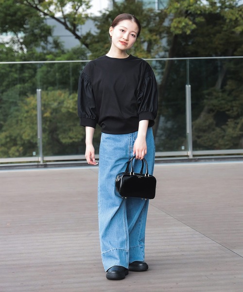 センタープレス ワイドデニムパンツ（S～M）（デニムパンツ