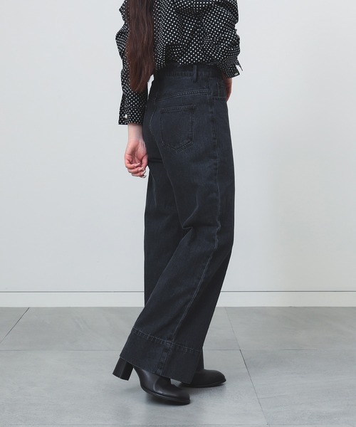 センタープレス ワイドデニムパンツ（S～M）（デニムパンツ