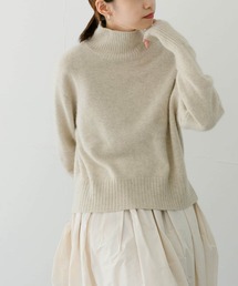 Fox混クロップドタートルニット