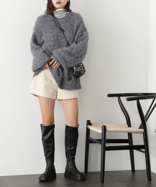 FREE'S MART(フリーズマート)の「◇ウール混シャギークルーネックニット(ニット/セーター・レディース・チャコールグレー/イエロー/ブルー/オフホワイト/ベージュ・FREE)」の12枚目の写真