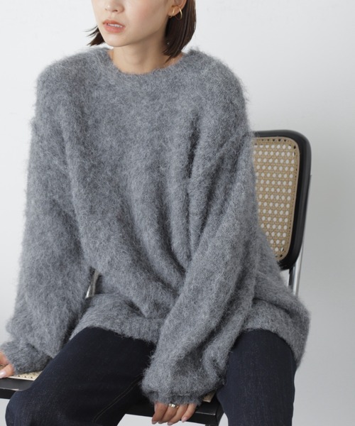 FREE'S MART(フリーズマート)の「◇ウール混シャギークルーネックニット(ニット/セーター・レディース・チャコールグレー/イエロー/ブルー/オフホワイト/ベージュ・FREE)」の6枚目の写真