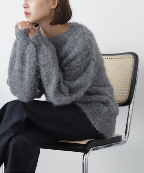 FREE'S MART(フリーズマート)の「◇ウール混シャギークルーネックニット(ニット/セーター・レディース・チャコールグレー/イエロー/ブルー/オフホワイト/ベージュ・FREE)」の7枚目の写真