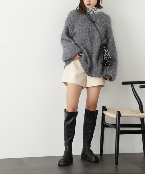 FREE'S MART(フリーズマート)の「◇ウール混シャギークルーネックニット(ニット/セーター・レディース・チャコールグレー/イエロー/ブルー/オフホワイト/ベージュ・FREE)」の13枚目の写真