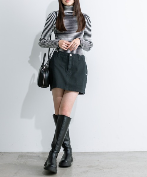 OLIVE des OLIVE（オリーブデオリーブ）の「フリンジデニムミニスカート　1032010140（デニムスカート・レディース・ブルー/ブラック/スミクロ/レオパード・FREE）」の16枚目の写真