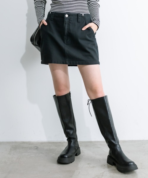 OLIVE des OLIVE（オリーブデオリーブ）の「フリンジデニムミニスカート　1032010140（デニムスカート・レディース・ブルー/ブラック/スミクロ/レオパード・FREE）」の19枚目の写真