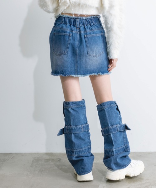 OLIVE des OLIVE（オリーブデオリーブ）の「フリンジデニムミニスカート　1032010140（デニムスカート・レディース・ブルー/ブラック/スミクロ/レオパード・FREE）」の7枚目の写真