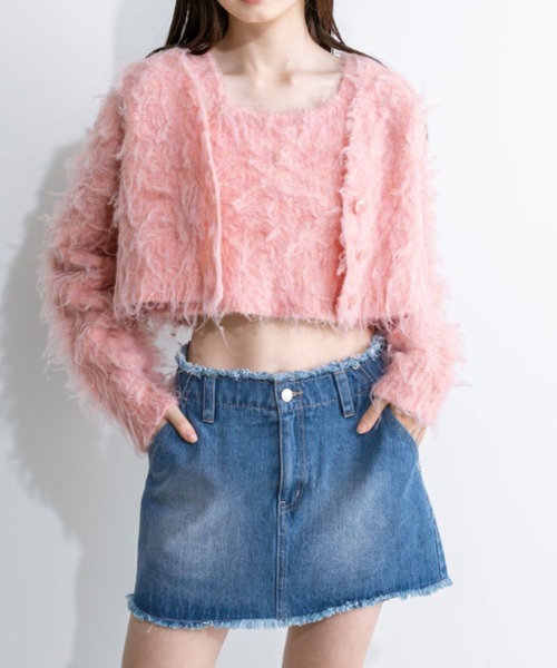 OLIVE des OLIVE（オリーブデオリーブ）の「フリンジデニムミニスカート　1032010140（デニムスカート・レディース・ブルー/ブラック/スミクロ/レオパード・FREE）」の8枚目の写真