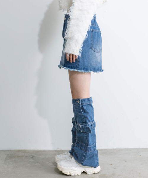 OLIVE des OLIVE（オリーブデオリーブ）の「フリンジデニムミニスカート　1032010140（デニムスカート・レディース・ブルー/ブラック/スミクロ/レオパード・FREE）」の10枚目の写真