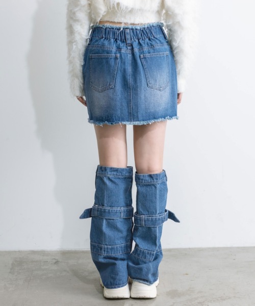 OLIVE des OLIVE（オリーブデオリーブ）の「フリンジデニムミニスカート　1032010140（デニムスカート・レディース・ブルー/ブラック/スミクロ/レオパード・FREE）」の11枚目の写真