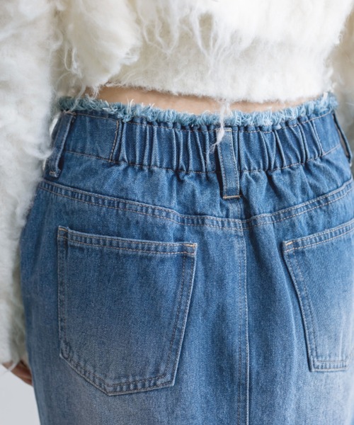 OLIVE des OLIVE（オリーブデオリーブ）の「フリンジデニムミニスカート　1032010140（デニムスカート・レディース・ブルー/ブラック/スミクロ/レオパード・FREE）」の12枚目の写真