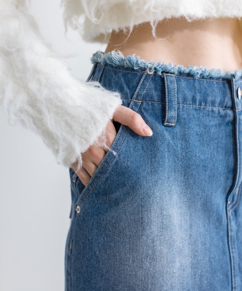 OLIVE des OLIVE（オリーブデオリーブ）の「フリンジデニムミニスカート　1032010140（デニムスカート・レディース・ブルー/ブラック/スミクロ/レオパード・FREE）」の14枚目の写真