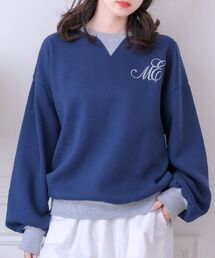 配色裏起毛トレーナー