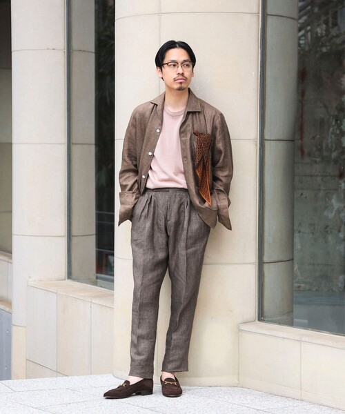 Maria Santangelo ブラウンリネンシャツジャケット BEAMS F（ビームスエフ）の「Maria Santangelo × BEAMS F / 別注