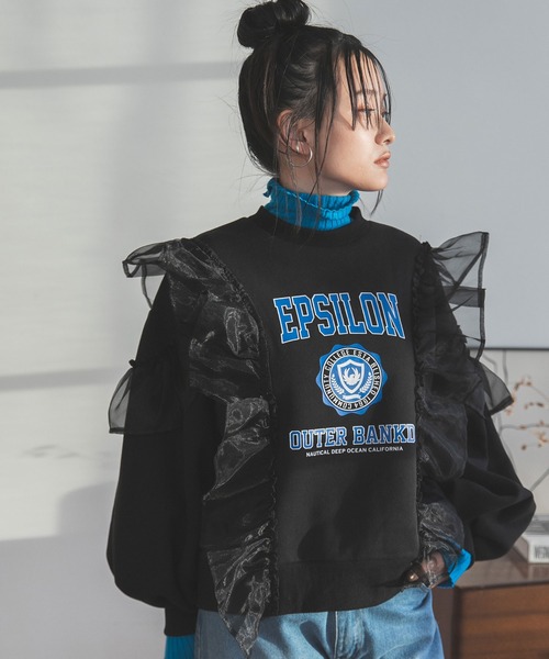 bohmal(ボマール)の「異素材フリル裏起毛スウェット(スウェット・レディース・アイボリー/ブラック・FREE)」の16枚目の写真