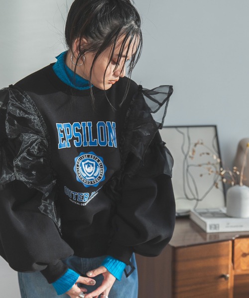 bohmal(ボマール)の「異素材フリル裏起毛スウェット(スウェット・レディース・アイボリー/ブラック・FREE)」の20枚目の写真