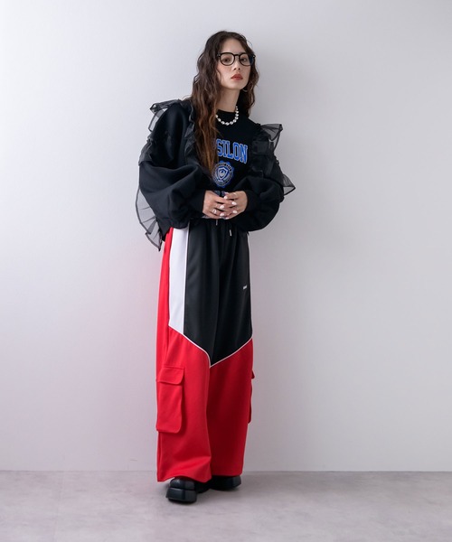 セール】異素材フリル裏起毛スウェット（スウェット）｜bohmal