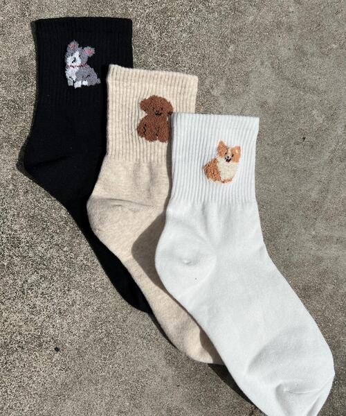 PHILLY(フィリー)の「【PHILLY】dogワンポイントソックス(ソックス/靴下・レディース・ブラック/ベージュ/ホワイト・FREE)」の10枚目の写真