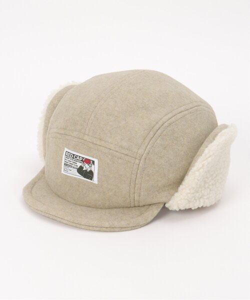 VENCEEXCHANGE（ヴァンスエクスチェンジ）の「Red Cap Girl レッドキャップガール メルトンイヤーボアキャップ（キャップ・メンズ・ブラウン/オフホワイト/ブラック・FREE）」の4枚目の写真