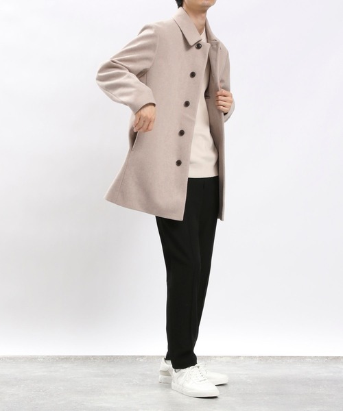 GLOBAL WORK Smile Seed Store（グローバルワーク スマイルシードストア）の「ウーリーテックステンカラーコート/ 704186（ステンカラーコート・メンズ・ベージュ/ネイビー/ブラック・MEDIUM/LARGE/X-LARGE/SMALL）」の5枚目の写真