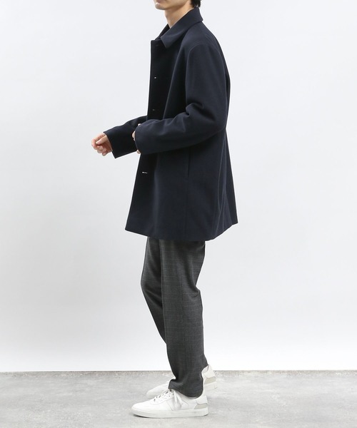 GLOBAL WORK Smile Seed Store（グローバルワーク スマイルシードストア）の「ウーリーテックステンカラーコート/ 704186（ステンカラーコート・メンズ・ベージュ/ネイビー/ブラック・MEDIUM/LARGE/X-LARGE/SMALL）」の14枚目の写真