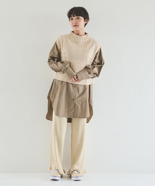 Crisp（クリスプ）の「パターンミックスニットベスト（ベスト・レディース・イエロー/アイボリー・FREE）」の3枚目の写真