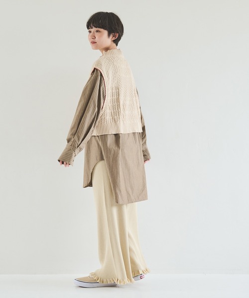 Crisp（クリスプ）の「パターンミックスニットベスト（ベスト・レディース・イエロー/アイボリー・FREE）」の4枚目の写真