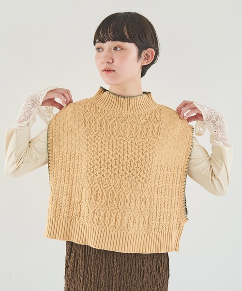 Crisp（クリスプ）の「パターンミックスニットベスト（ベスト・レディース・イエロー/アイボリー・FREE）」の15枚目の写真