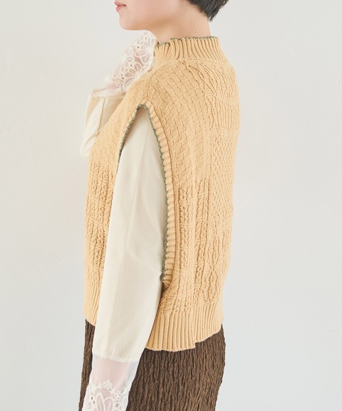 Crisp（クリスプ）の「パターンミックスニットベスト（ベスト・レディース・イエロー/アイボリー・FREE）」の16枚目の写真