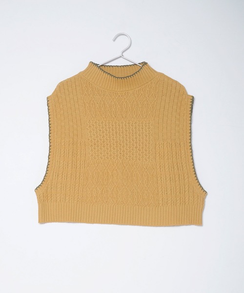 Crisp（クリスプ）の「パターンミックスニットベスト（ベスト・レディース・イエロー/アイボリー・FREE）」の20枚目の写真