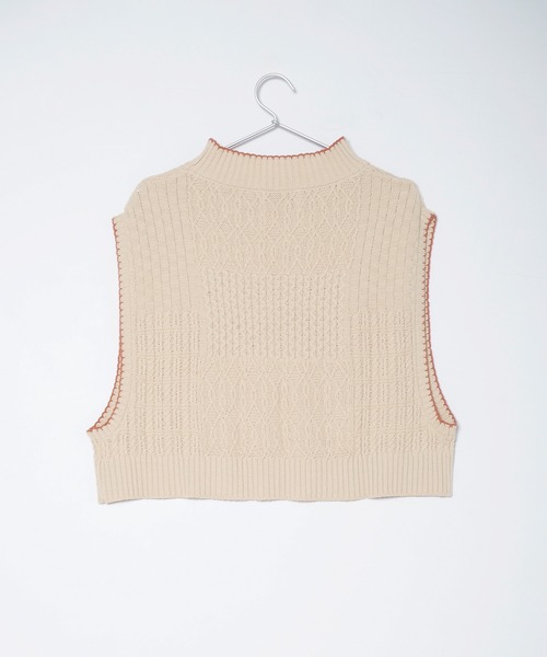 Crisp（クリスプ）の「パターンミックスニットベスト（ベスト・レディース・イエロー/アイボリー・FREE）」の22枚目の写真