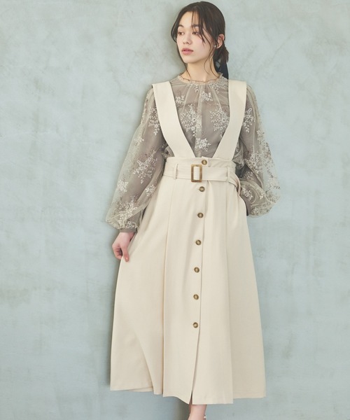 mysty woman（ミスティウーマン）の「ストラップハイウエストジャンスカ　996653（ジャンパースカート・レディース・モカ/ベージュ/ブラック・FREE）」の3枚目の写真