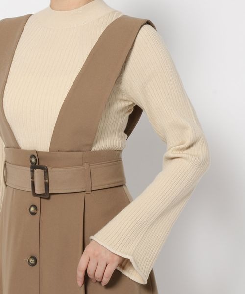 mysty woman（ミスティウーマン）の「ストラップハイウエストジャンスカ　996653（ジャンパースカート・レディース・モカ/ベージュ/ブラック・FREE）」の13枚目の写真