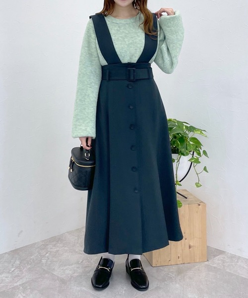 mysty woman（ミスティウーマン）の「ストラップハイウエストジャンスカ　996653（ジャンパースカート・レディース・モカ/ベージュ/ブラック・FREE）」の8枚目の写真