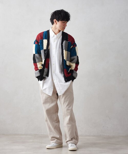 JOURNAL STANDARD relume(ジャーナルスタンダード レリューム)の「CALIFORNIA クロシェアミ ニットカーディガン "PATCHWORK"(カーディガン/ボレロ・メンズ・パープル/グリーン/ボルドー・MEDIUM/LARGE)」の6枚目の写真