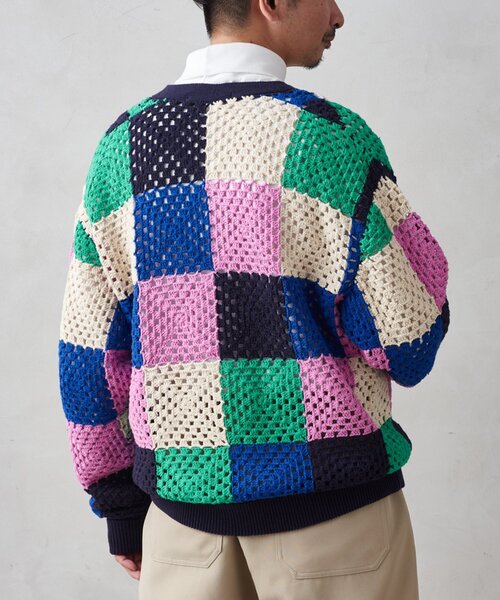 JOURNAL STANDARD relume(ジャーナルスタンダード レリューム)の「CALIFORNIA クロシェアミ ニットカーディガン "PATCHWORK"(カーディガン/ボレロ・メンズ・パープル/グリーン/ボルドー・MEDIUM/LARGE)」の12枚目の写真