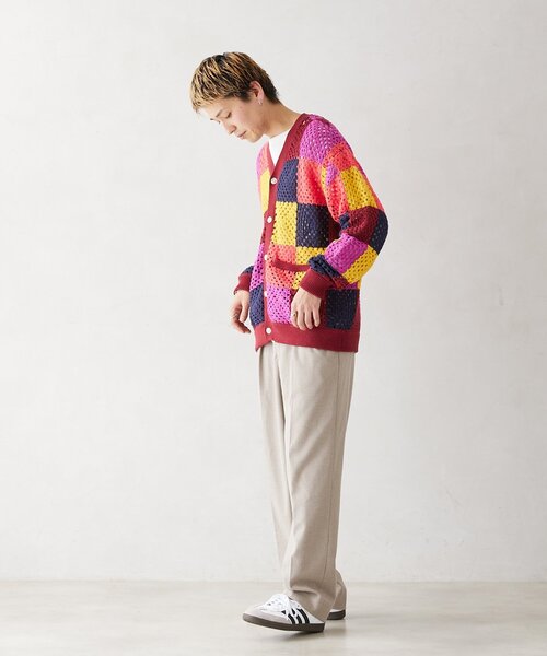 JOURNAL STANDARD relume(ジャーナルスタンダード レリューム)の「CALIFORNIA クロシェアミ ニットカーディガン "PATCHWORK"(カーディガン/ボレロ・メンズ・パープル/グリーン/ボルドー・MEDIUM/LARGE)」の15枚目の写真