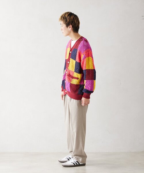 JOURNAL STANDARD relume(ジャーナルスタンダード レリューム)の「CALIFORNIA クロシェアミ ニットカーディガン "PATCHWORK"(カーディガン/ボレロ・メンズ・パープル/グリーン/ボルドー・MEDIUM/LARGE)」の16枚目の写真
