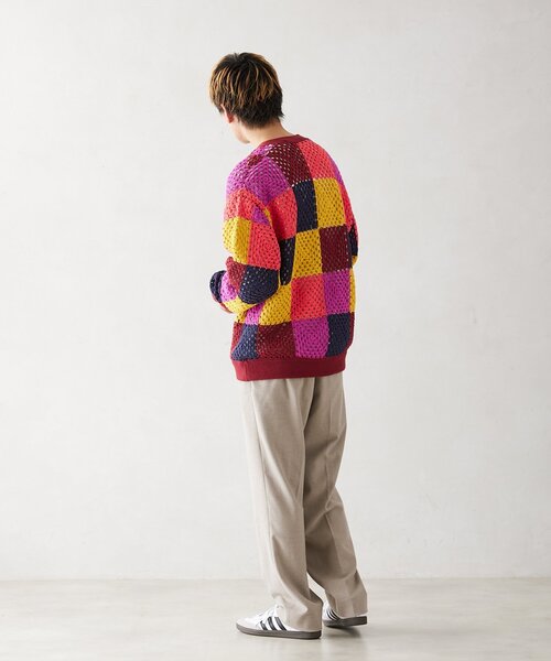 JOURNAL STANDARD relume(ジャーナルスタンダード レリューム)の「CALIFORNIA クロシェアミ ニットカーディガン "PATCHWORK"(カーディガン/ボレロ・メンズ・パープル/グリーン/ボルドー・MEDIUM/LARGE)」の17枚目の写真
