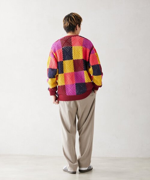 JOURNAL STANDARD relume(ジャーナルスタンダード レリューム)の「CALIFORNIA クロシェアミ ニットカーディガン "PATCHWORK"(カーディガン/ボレロ・メンズ・パープル/グリーン/ボルドー・MEDIUM/LARGE)」の18枚目の写真