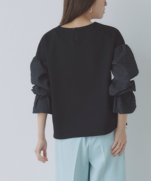 Pierrot(ピエロ)の「袖ジャカードプルオーバー(Tシャツ/カットソー・レディース・ブラック/オフホワイト・M/L)」の5枚目の写真