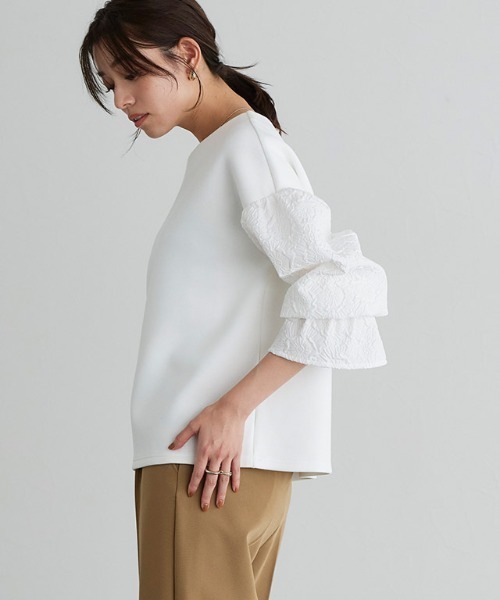 Pierrot(ピエロ)の「袖ジャカードプルオーバー(Tシャツ/カットソー・レディース・ブラック/オフホワイト・M/L)」の17枚目の写真