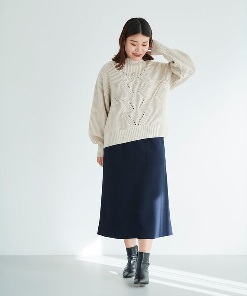 le.coeur blanc(ルクールブラン)の「アイレットラメニットプルオーバー(ニット/セーター・レディース・グレー/アイボリー・38)」の6枚目の写真