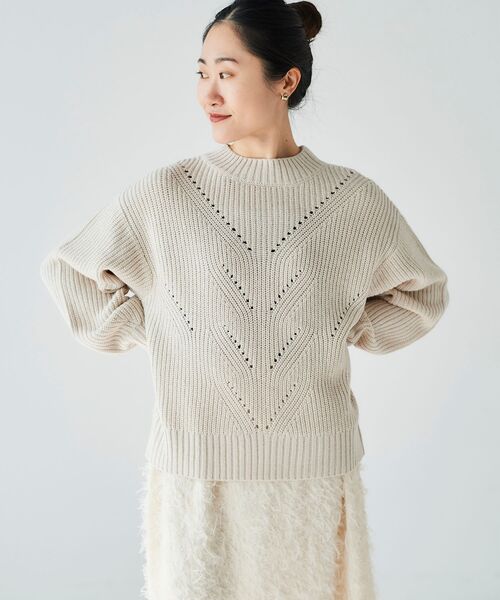 le.coeur blanc(ルクールブラン)の「アイレットラメニットプルオーバー(ニット/セーター・レディース・グレー/アイボリー・38)」の9枚目の写真