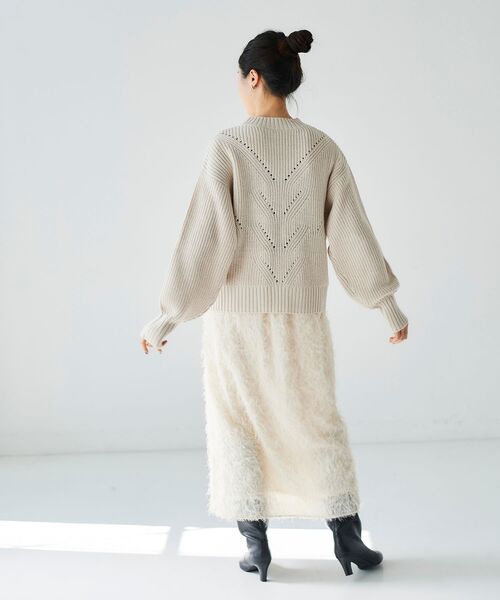 le.coeur blanc(ルクールブラン)の「アイレットラメニットプルオーバー(ニット/セーター・レディース・グレー/アイボリー・38)」の18枚目の写真