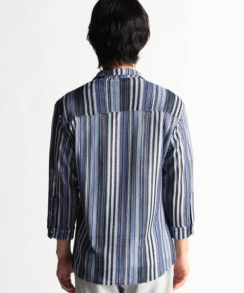 HIDEAWAYS NICOLE(ハイダウェイニコル)の「ラッセルレース7分袖シャツ(シャツ/ブラウス・メンズ・ライトグレー/ブラック/グレー系その他/ブルー系その他・MEDIUM/LARGE/X-LARGE)」の6枚目の写真