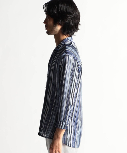 HIDEAWAYS NICOLE(ハイダウェイニコル)の「ラッセルレース7分袖シャツ(シャツ/ブラウス・メンズ・ライトグレー/ブラック/グレー系その他/ブルー系その他・MEDIUM/LARGE/X-LARGE)」の7枚目の写真