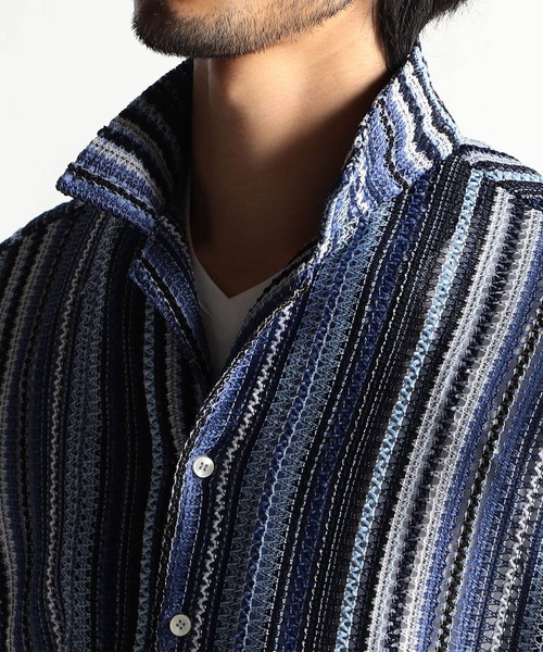 HIDEAWAYS NICOLE(ハイダウェイニコル)の「ラッセルレース7分袖シャツ(シャツ/ブラウス・メンズ・ライトグレー/ブラック/グレー系その他/ブルー系その他・MEDIUM/LARGE/X-LARGE)」の9枚目の写真