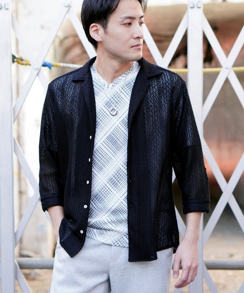 HIDEAWAYS NICOLE(ハイダウェイニコル)の「ラッセルレース7分袖シャツ(シャツ/ブラウス・メンズ・ライトグレー/ブラック/グレー系その他/ブルー系その他・MEDIUM/LARGE/X-LARGE)」の17枚目の写真